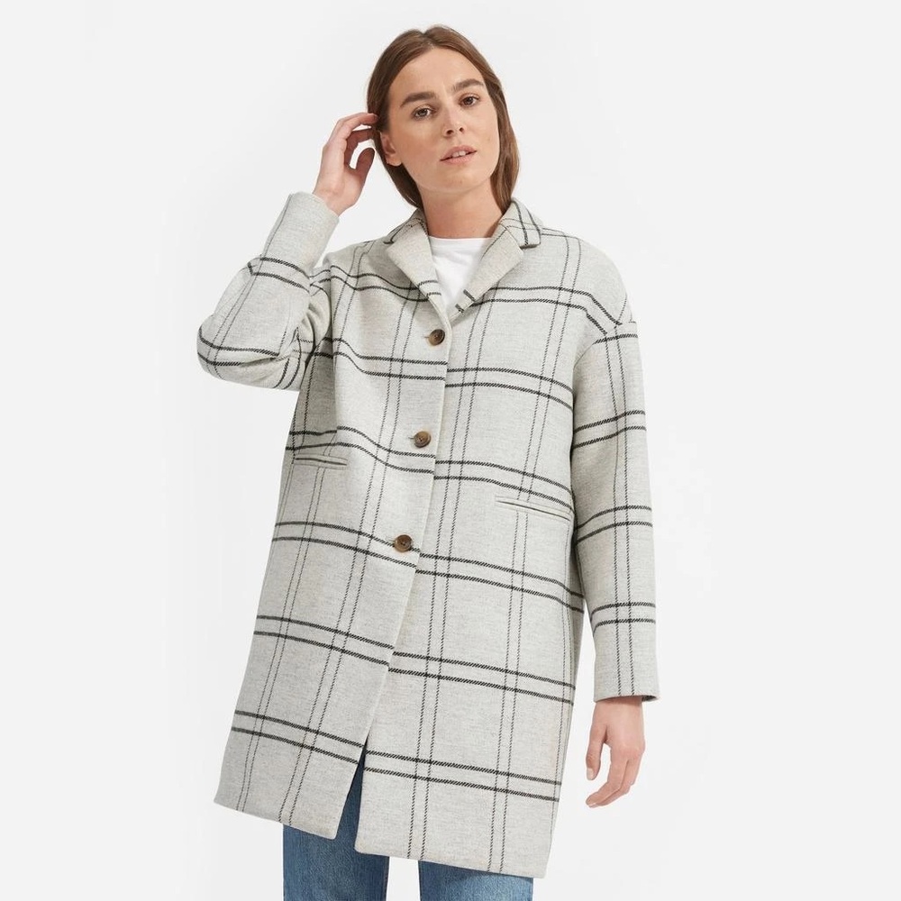 Everlane Gray Plaid Cocoon Coat 14